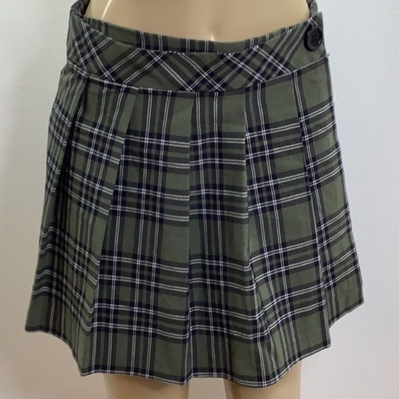 Joe BenBasset Size Large Green Checkered Pleated Elastic Waist Skirt. New - Picture 1 of 6